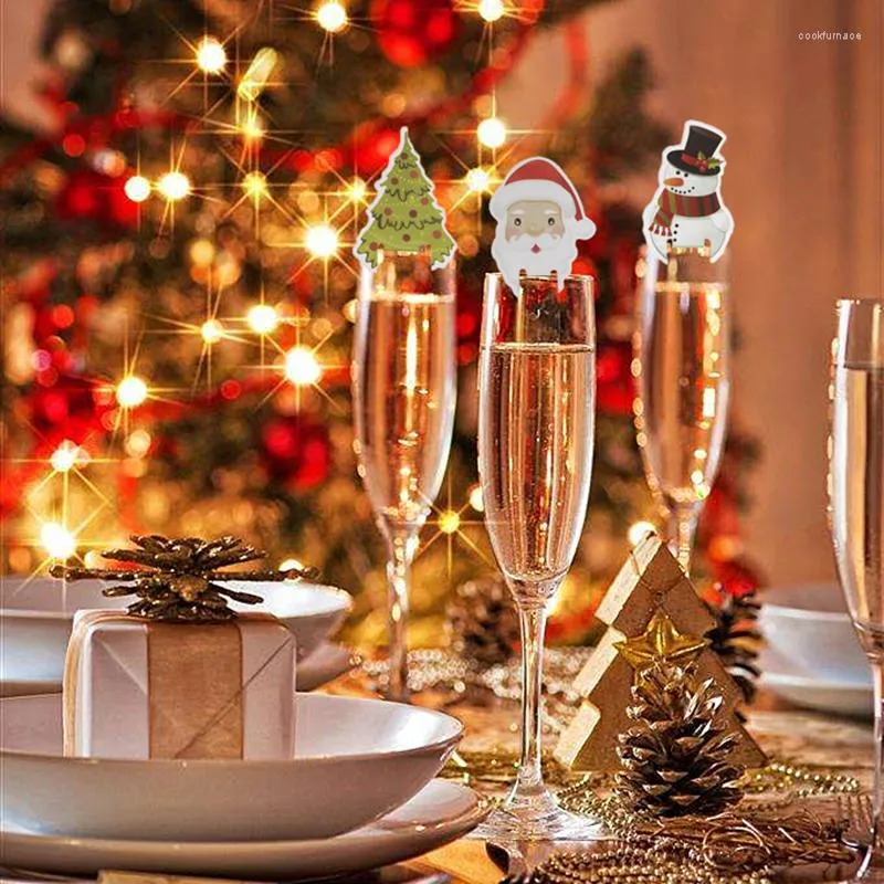 Décorations de Noël 2022 Chapeaux 10pcs / lot Décor de verre de champagne Fête Accueil Ornement Année Noel Navidad