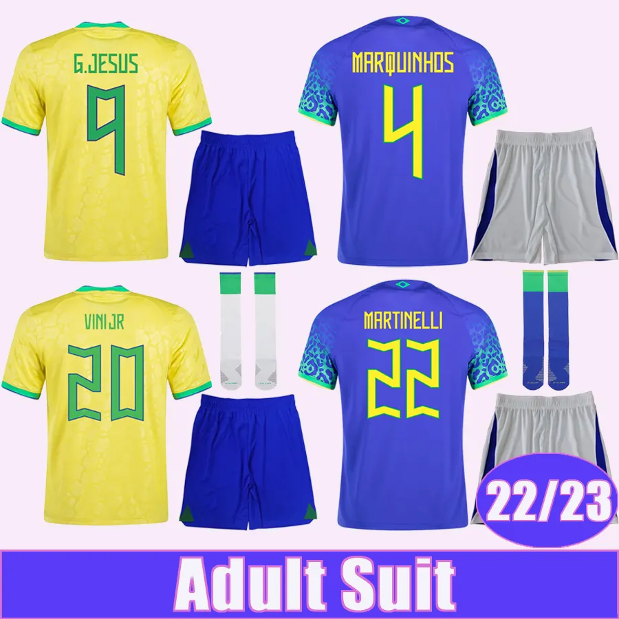 22 23 VINI JR Maglia da calcio per adulti CASEMIRO NEYMAR J R G. JESUS P. COUTINHO L. PAQUETA T. SILVA PELE MARCELO Casa Trasferta Maglie da calcio Divise