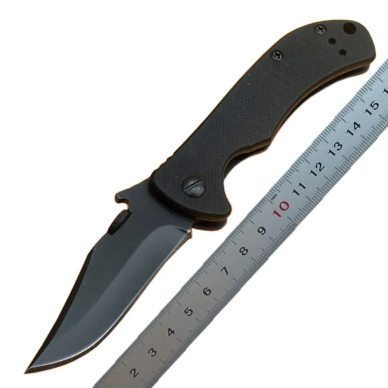 1Pcs KS CQC-2K 6024BLK Folding Knife 8Cr13Mov Black Drop Point Blade G10 with Stainless Steel Handle EDC Pocket Folder Knives