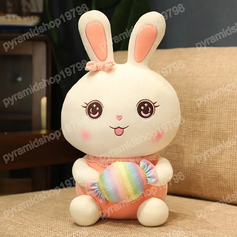 Conejo en forma de caramelo Kawaii de 30-50CM, juguetes de peluche para niña, regalo para dormir, muñeco suave para niños, regalos de cumpleaños