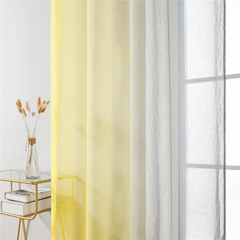 Curtain Topfinel Modern Gradient Color Sheer Curtains For Living Room Bedroom Tulle Kitchen Voile Window Drapes