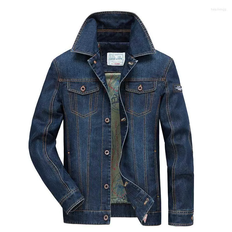 Męskie kurtki męskie jesienne jeansy jeansowe jeansy Jakce Casual Men Fat Ovear Cowboy Denim Kurtka Multi Pocket Male Turn Turn