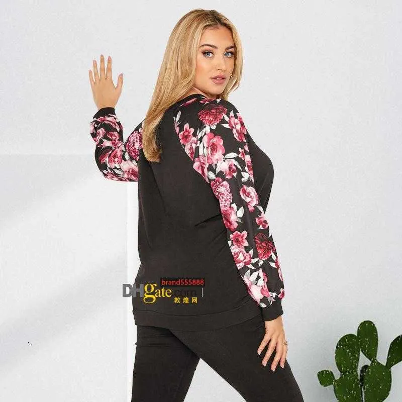Women plus size Hoodies Sweatshirts fall winter clothes cycling plain panelled S-5XL pullover print Floral outerwear crew neck long sleeve sportswear stylish 04361