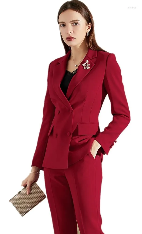 Dwuczęściowe spodnie damskie Czerwone Kobiety Pantsuits Białe garnitury plus size na zamówienie damskie PantiSit Blazer na przyjęcie weselne