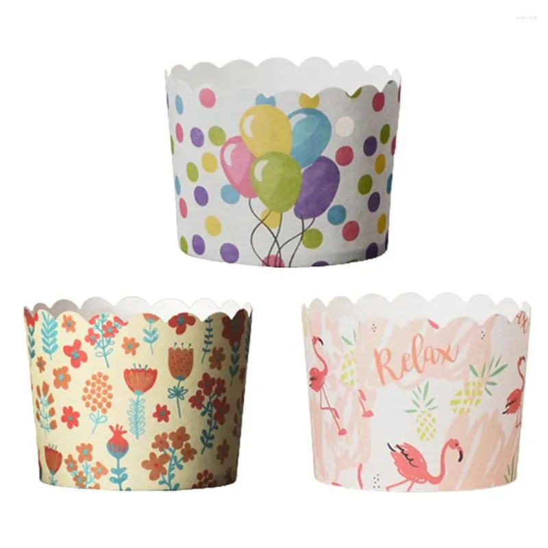 Present Wrap Golden Green Striped Muffin Cupcake Paper Cups Oljet￤t foder Bakningsfodral Br￶llop Partry Caissettes Cake Wrapper