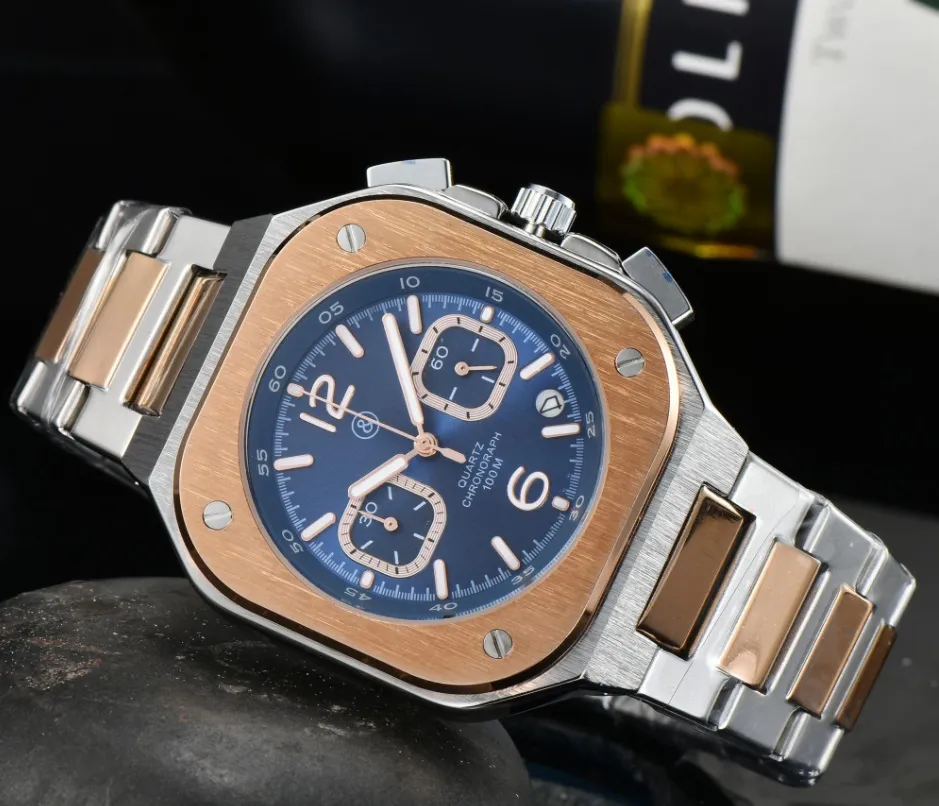 Armbåndsure BR Model Sport Quartz Bell Luksus multifunktionsur Business Fuld rustfrit stål Man Ross Square Armbåndsur 003_voghion.com