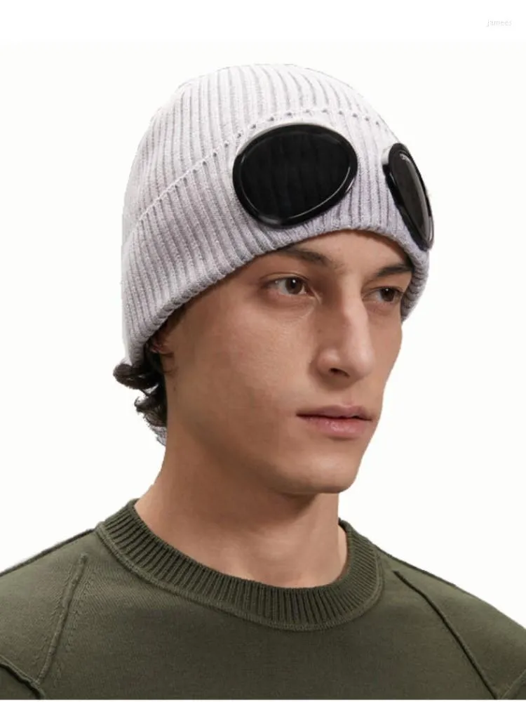 2023 Mode Sweats à capuche pour hommes Sweatshirts Bonnet / Casquettes de crâne Bonnets Lunettes d'hiver Chapeau Hommes CP Côtelé Tricot Lentille Bonnet Hip Hop Chapeaux Tricotés