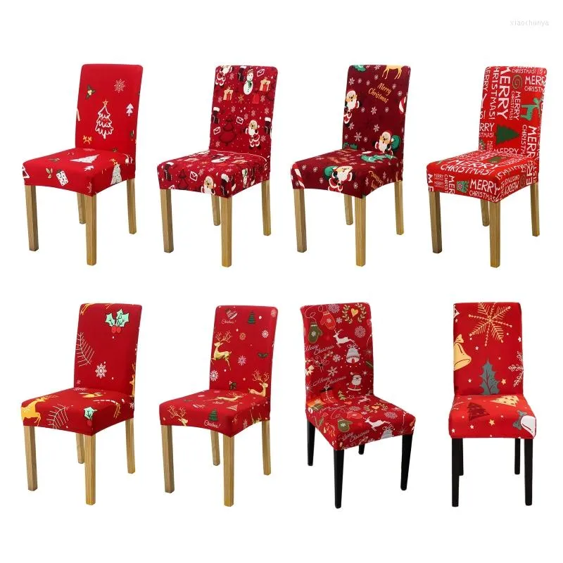 Chair Covers Merry Christmas Cartoon Cover Xmas Tree Home Bedroom Living Room Decor