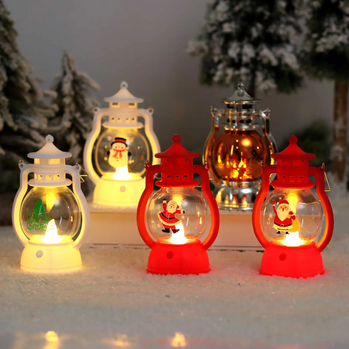 LED multifunktionella ljus Jullantern LED Candle TEA Ljus ljus Merry Christmal Decor för Home Xmas Tree Ornaments Santa Claus Elk Lamp Nytt år