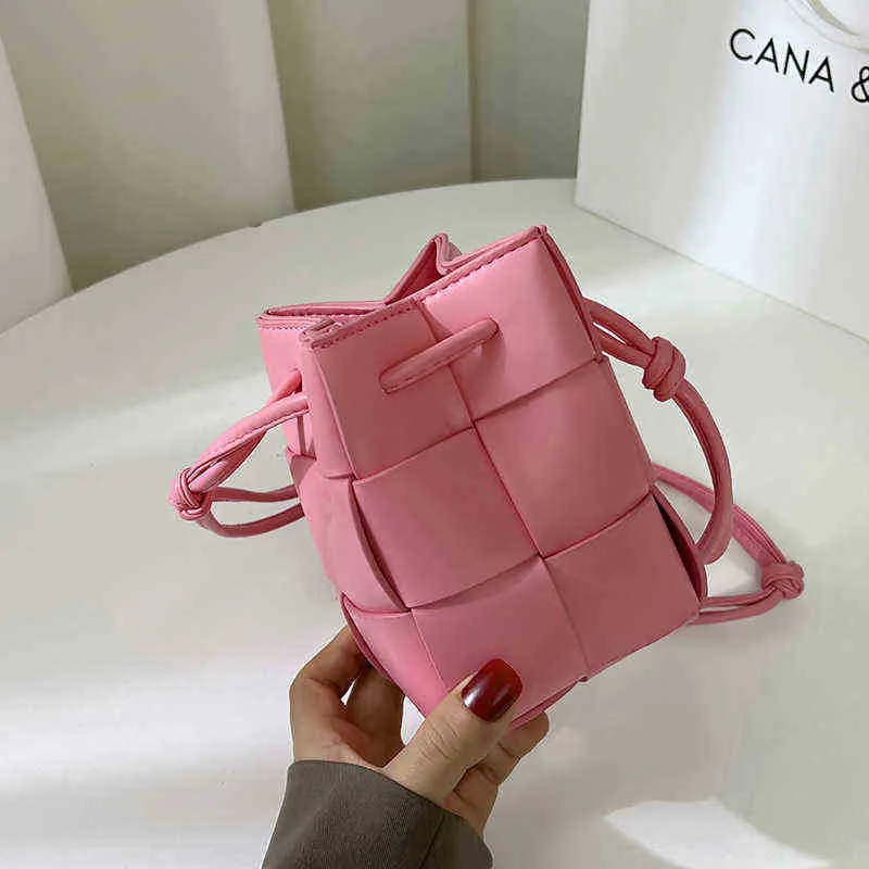 Borse da sera Moda Mini borsa a secchiello intrecciata Borsa a tracolla da donna in pelle PU Borsa casual da donna piccola Borsa da donna firmata 2022 220623