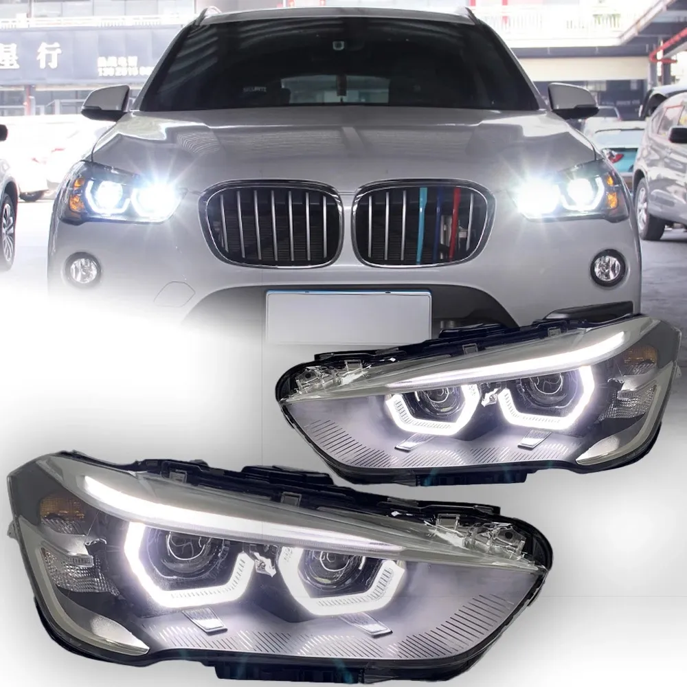 Autoteile Kopflampe für BMW X1 Scheinwerfer 20 17–20 20 F48 Frontlicht Fernlicht Objektiv Angel Eye Scheinwerfer Montage