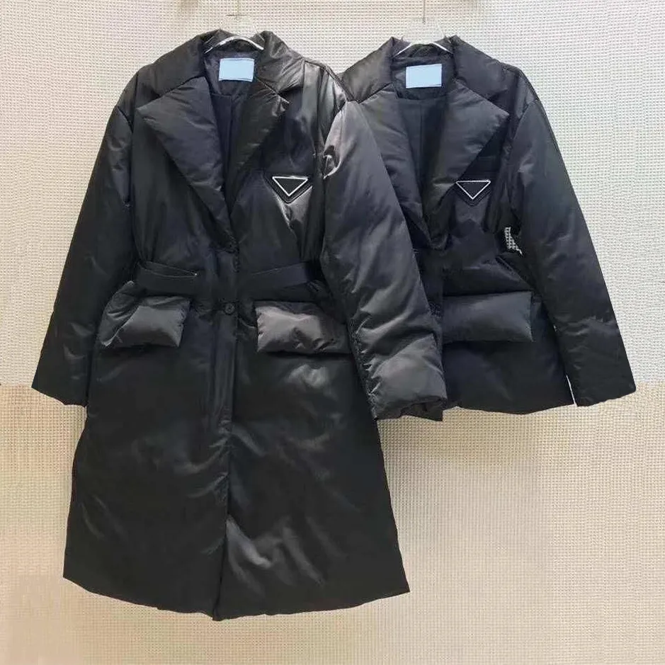 2022 새로운 긴 여성 여성 다운 파카 코트 코트 겨울 두꺼운 면화 포켓 재킷 여자 아웃복 멍청한 따뜻한 복어 코트 플러스