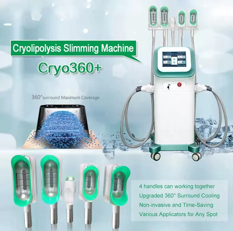 360 CRYO 7 IN1 FAT FREEZING CRYOLIPOLYS FAT FREEZE SLIM COOL Viktminskning Slimmmaskin Cryoterapi Body Ultrasonic Cavitation Beauty Salon Equipment