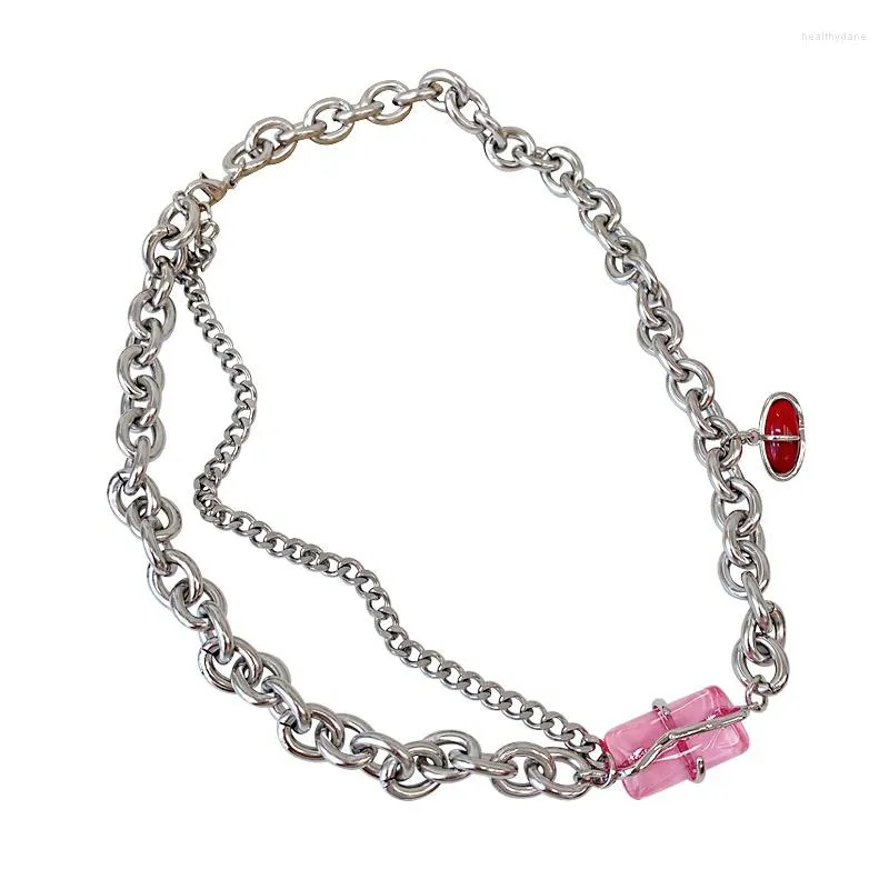 Girocollo 12 Pz / lotto Collana di Pietre Preziose Rosa Femminile Estate Luce Lusso Nicchia Personalità Splicing Clavicola Catena Ins Design Anello Per Le Donne