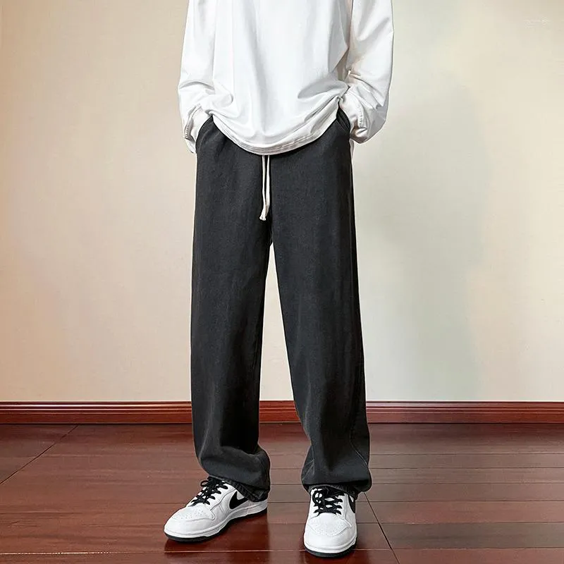 M￤ns jeans bl￥/svarta baggy m￤n mode casual dragstring streetwear hip hop lossa raka denim byxor herr byxor s-2xl