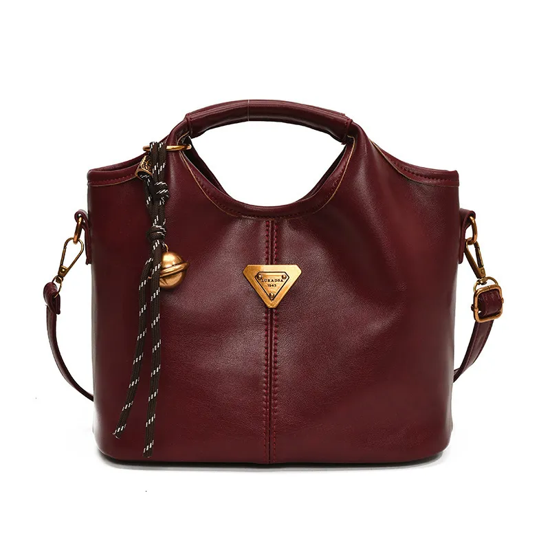 Trendy Soft Leather Bag with Bell Charm