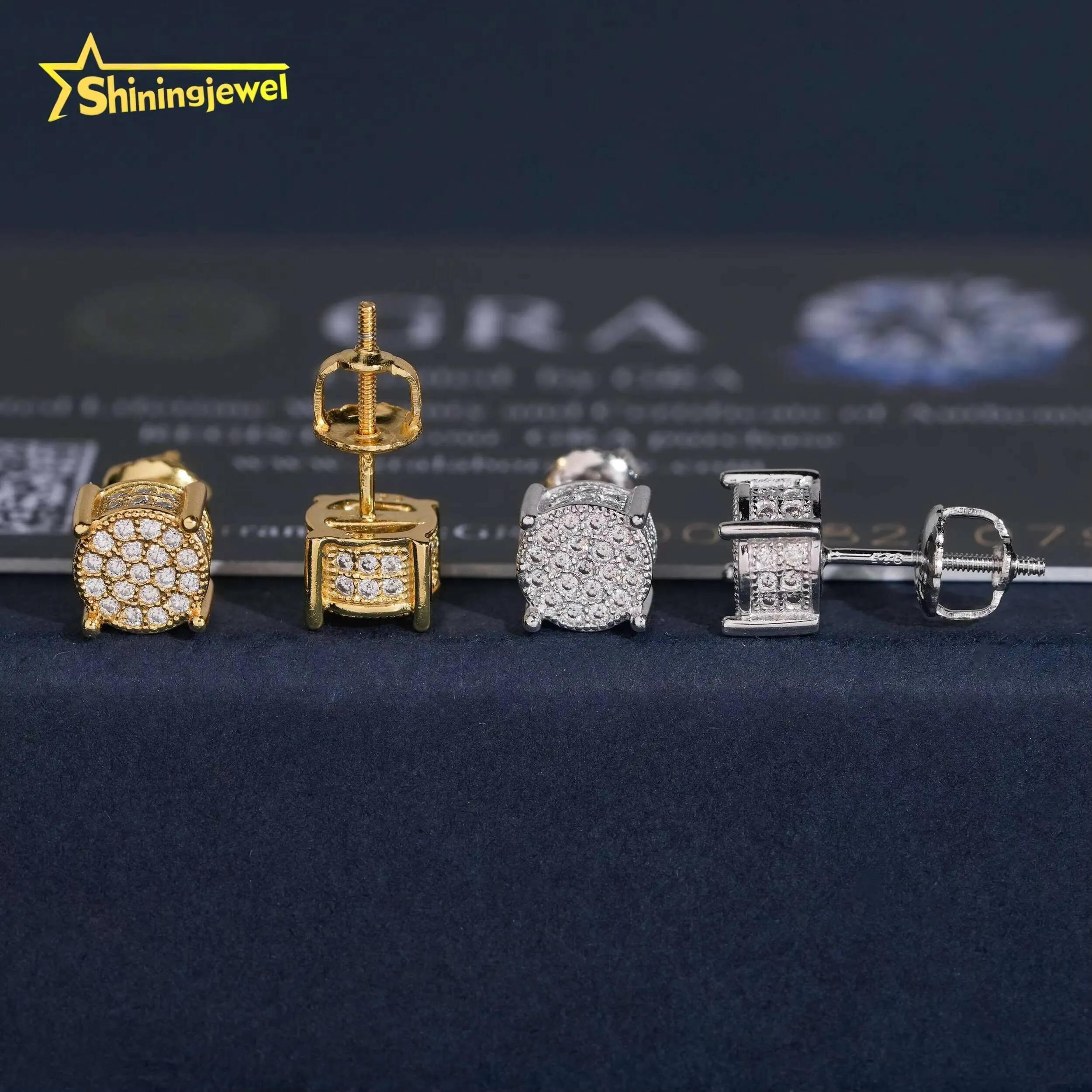 Orecchini Borchie Rotondi In Argento 925 Con Moissanite - 2.6ct, Stile Hip Hop, Tester Ghiaccio, Misura 9x9mm - Foto 11