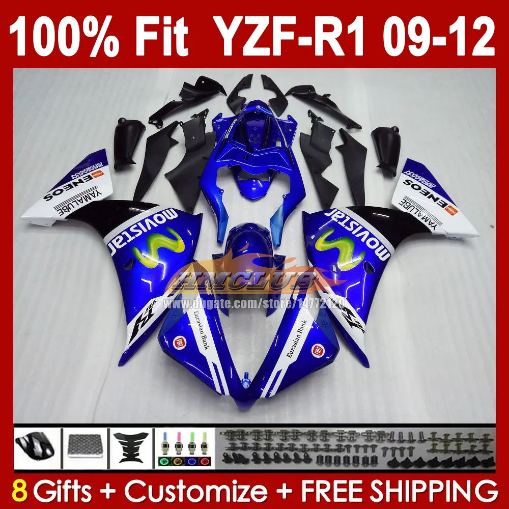 Movistar Blue OEM Zl1 Body Kit For Yamaha YZF R1 1000CC 09 12 With