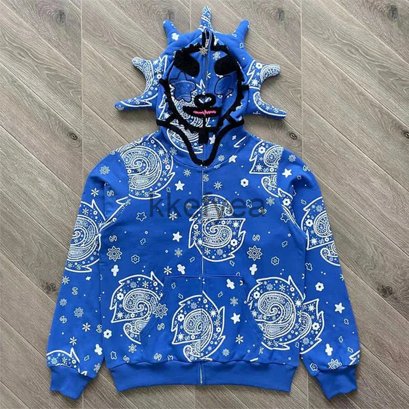 Glo Gang The Glory Full Zip Hoodie Drink Cartoon Print Embroidered