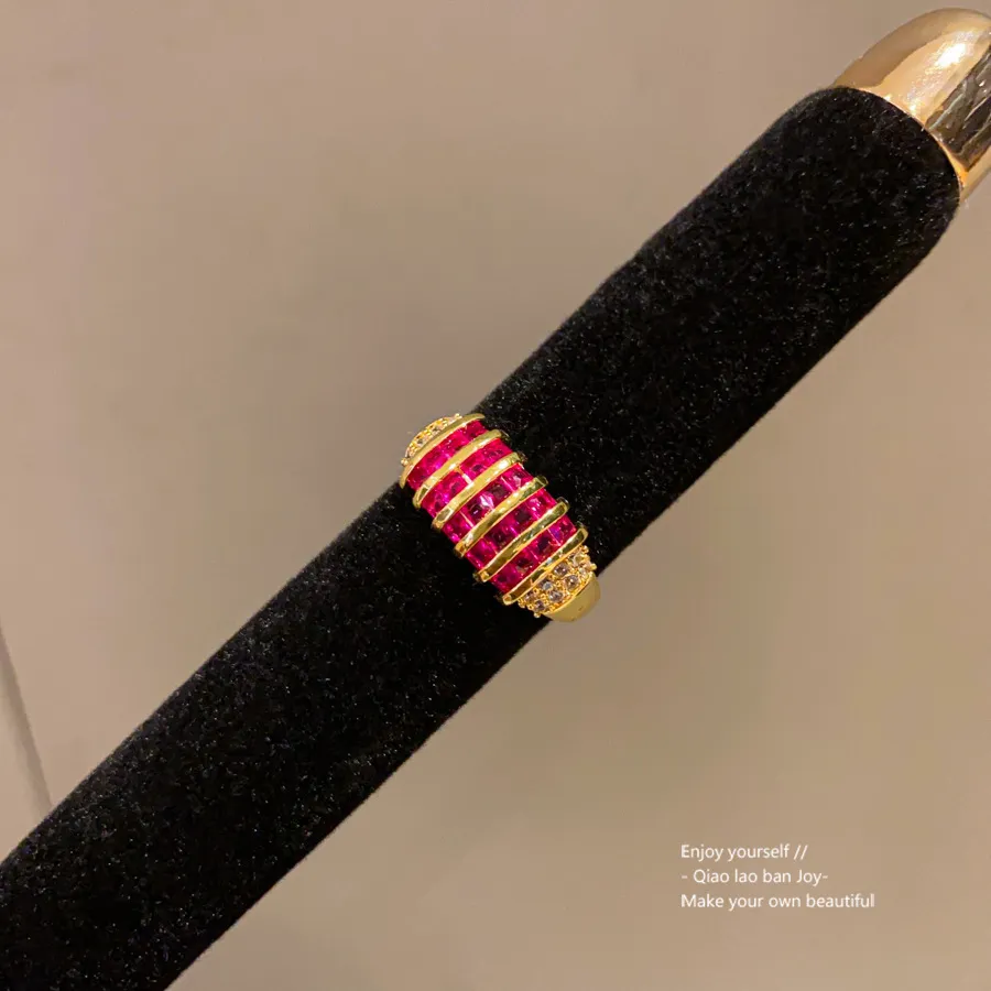 Gold Toned Multi Row Crystal Ring Luxe Layered Detail, Glamorous For Daily Or Statement Finger Styling, High - Quality_voghion.com