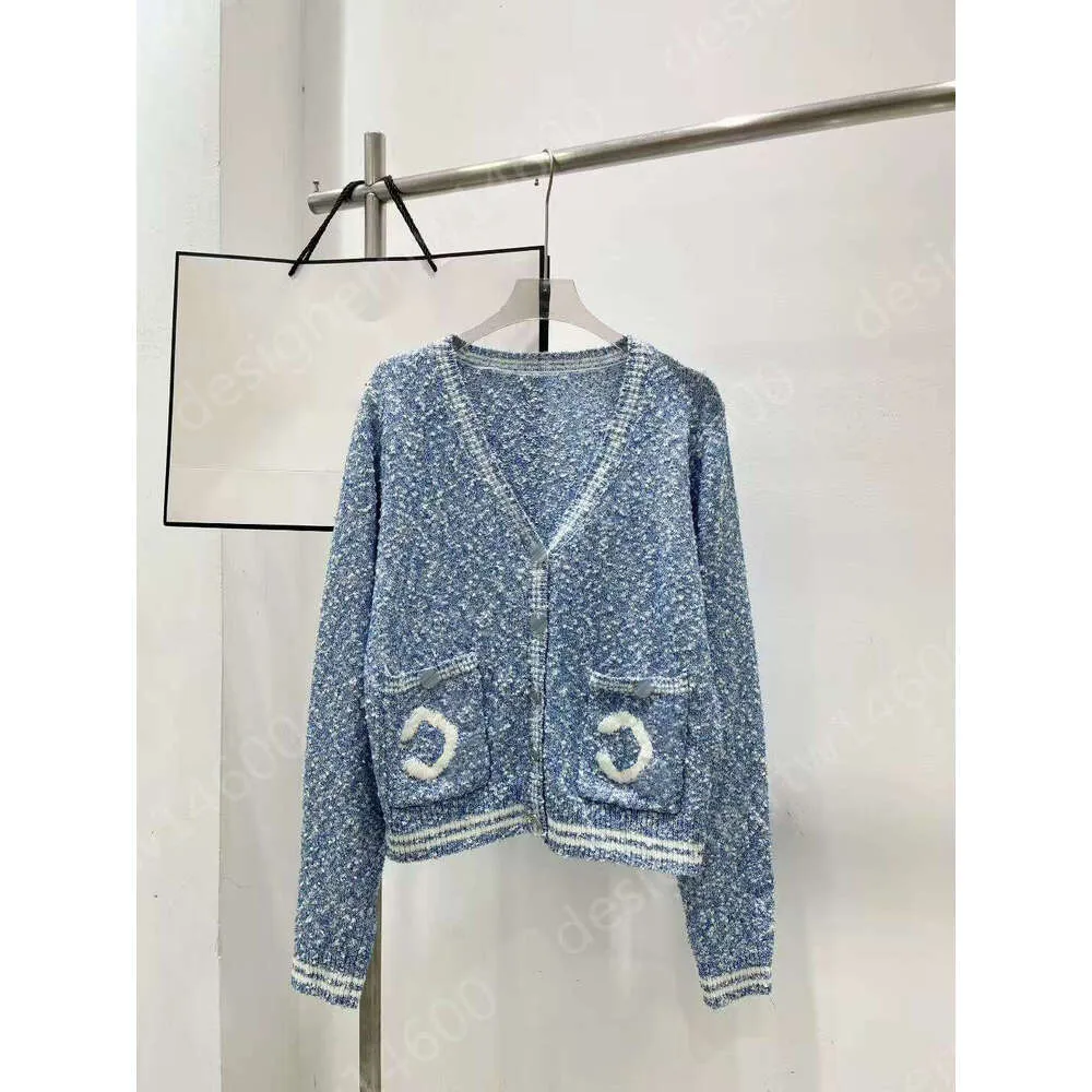 Designer Sweater Women Cardigan V Neck Long Sleeve Double C - Main Image