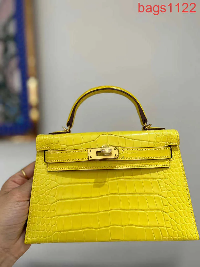 Borsa di design Borse Borse di lusso Handmade Hand Custom H alligatore ad  alligatore opaco giallo mini 19 cm Bagna di moda per spalla Small Scatta2366