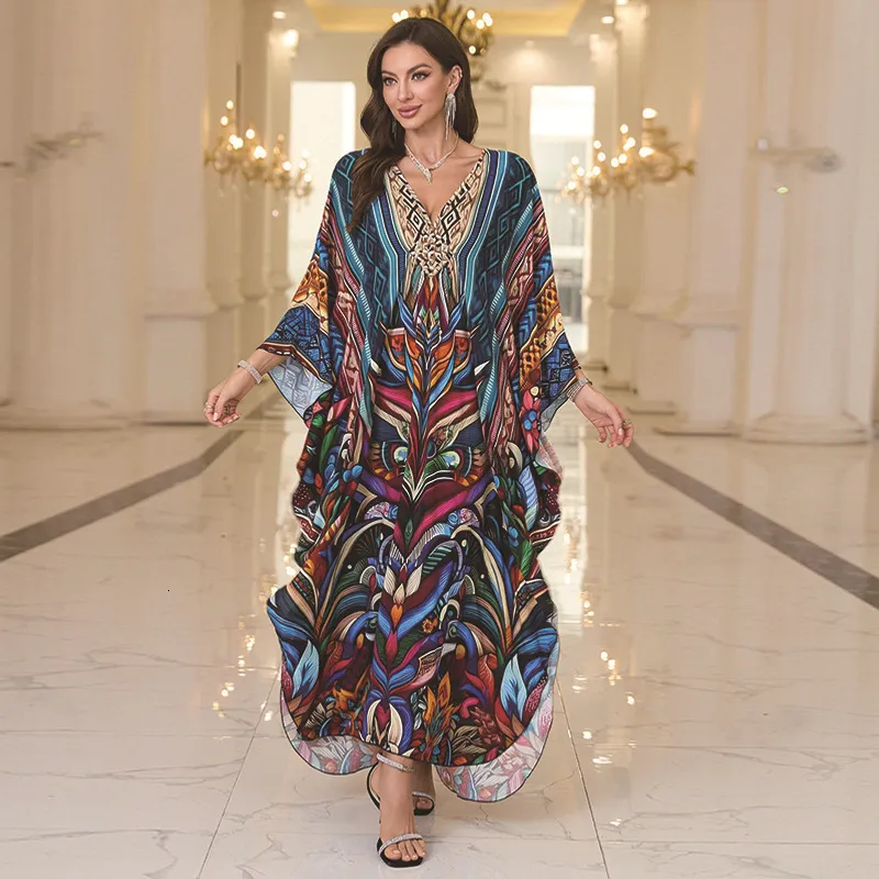 2025 New Rayon Positioning Printed Beach Dress Women Loose Long Robe Bikini  CoverUp Sun Protection Clothing 210831 From 17,17  | DHgate