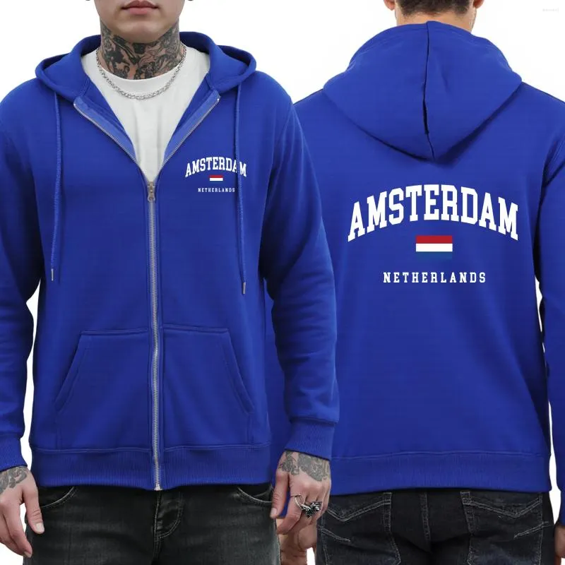 Save Big on Bulk Men's Hoodies Amsterdam Netherlands Printed Men Hooded  Street Oversize Zipper Fleece Hoodie Autumn Streetwear Soft Clothing Best 