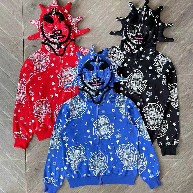 Glo Gang The Glory Full Zip Hoodie Drink Cartoon Print Embroidered