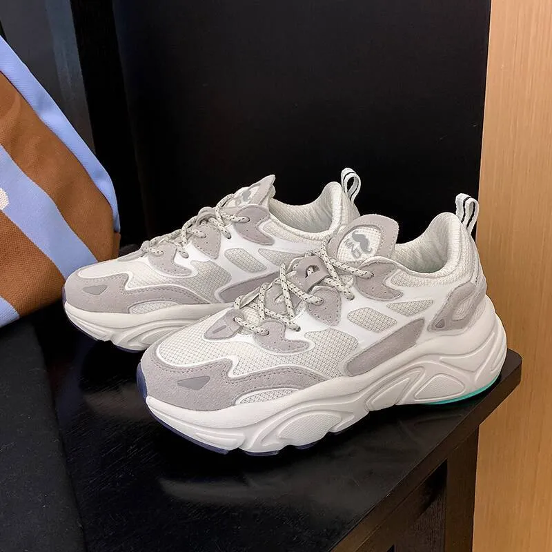 Mirinda Mars Dad For Women Summer Height-Increasing Thick-Soled Women's Breathable Running Mesh Sports Shoes Men's White_voghion.com