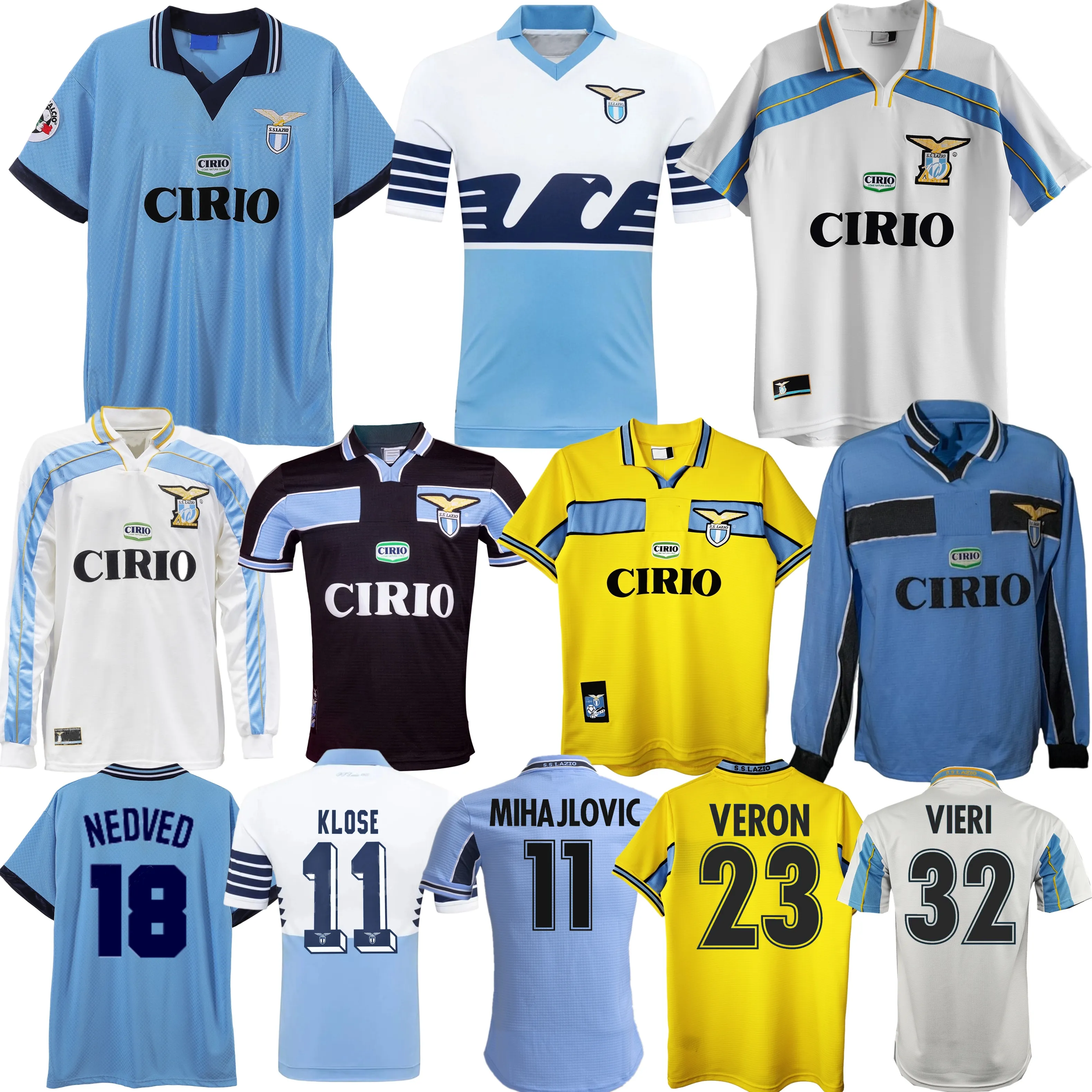 Lazio Retro Soccer Jerseys Men Short Sleeve Polyester Breathable