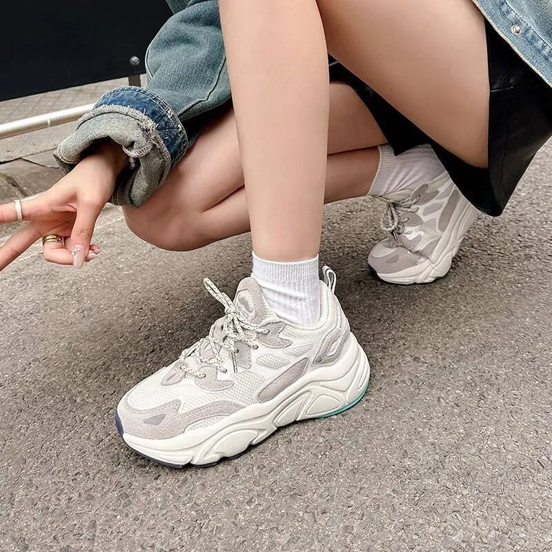Mirinda Mars Dad For Women Summer Height-Increasing Thick-Soled Women's Breathable Running Mesh Sports Shoes Men's White_voghion.com