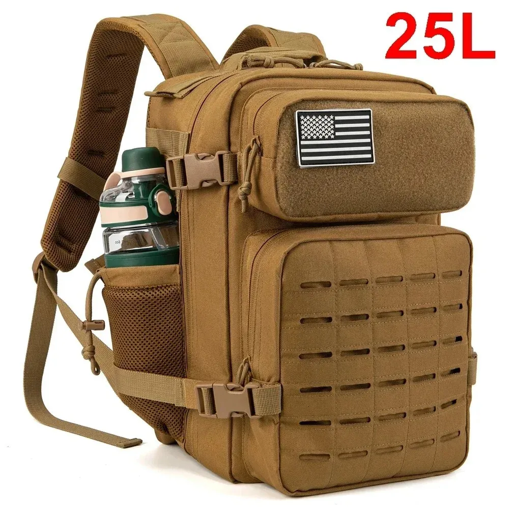 25L Tactical Backpack For Men And Women Survival Assault Pack Bag Hiking Small School Outdoor Rucksack With Bottle_voghion.com