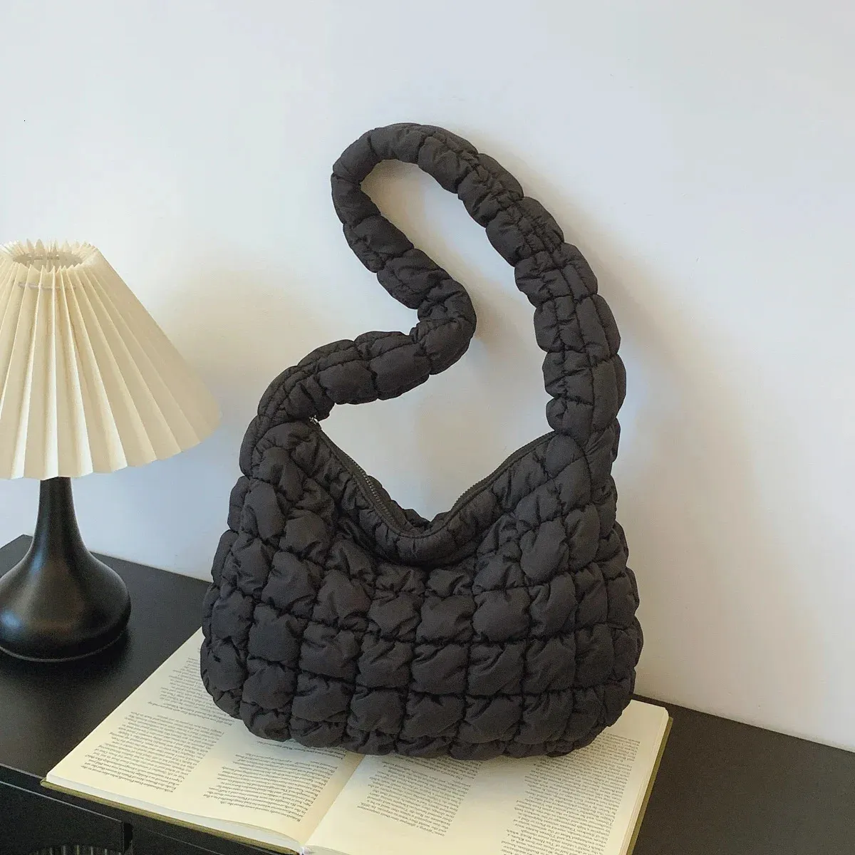 Puffer Shoulder Crossbody Bag - Quilted Bubble Tote, Soft Cloud Purse With Wide Strap, Large Capacity - View #3