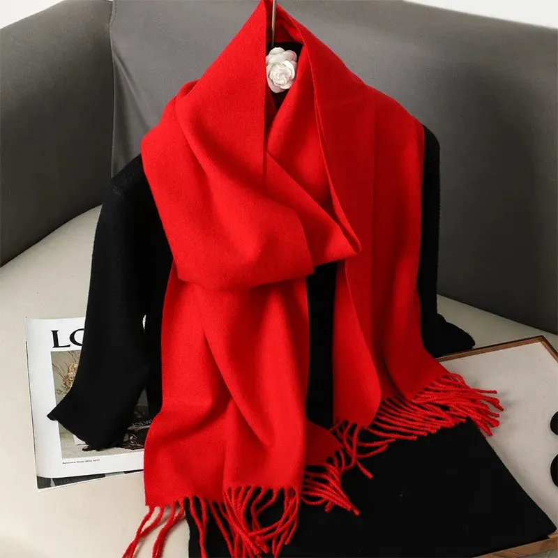 Solid Women's Winter Scarf Warm Thick Cashmere Shawl Outdoor Fashion ...