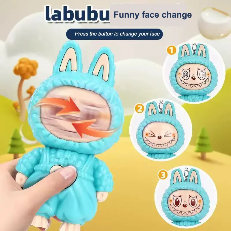 2025 New Cute Labubu Face Changing Doll Keychain Pendant Children's ...