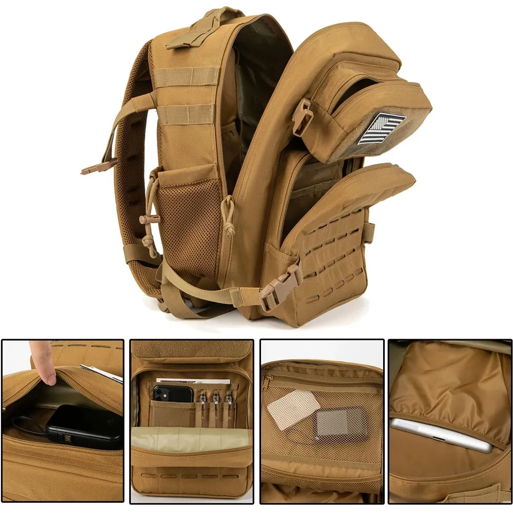 25L Tactical Backpack For Men And Women Survival Assault Pack Bag Hiking Small School Outdoor Rucksack With Bottle_voghion.com