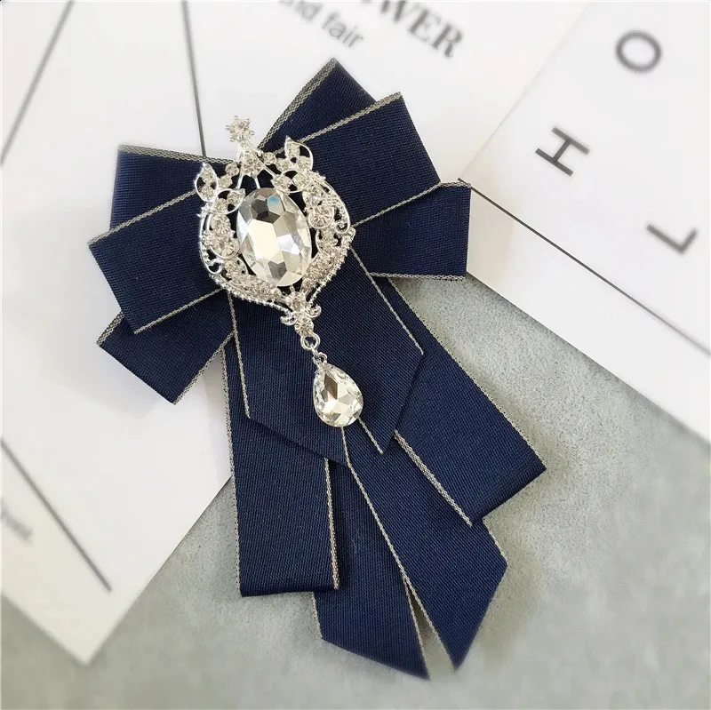 Fashion Large Bow Tie Necktie Crystal Tassel Ribbon Collar With Brooch ...