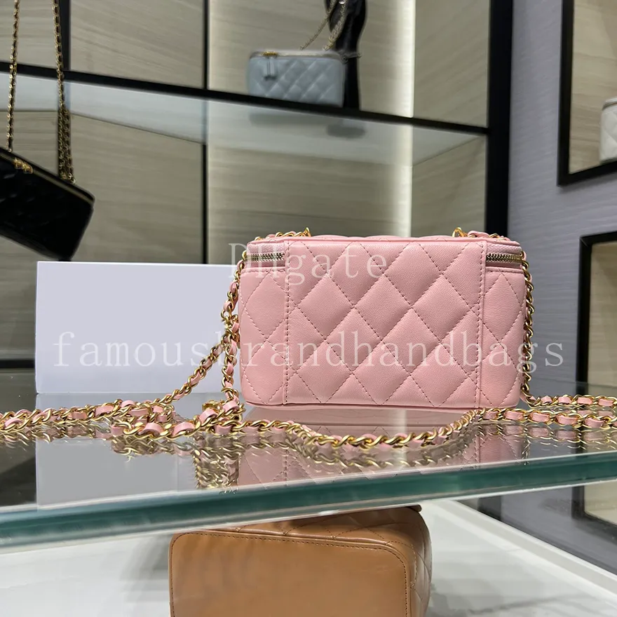 Designer Vanity Bag: Chic Calfskin Leather Makeup Bag With