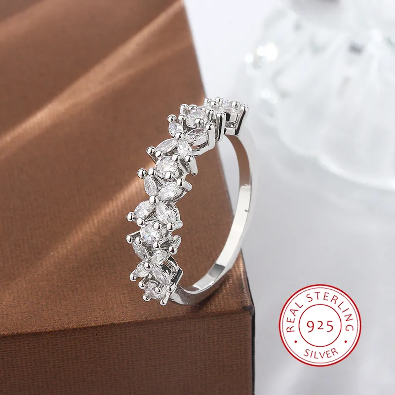 Small Diamond Rings Silver Female Small Natural Diamond Stone Ring, 925 Silver Plated Engagement ...