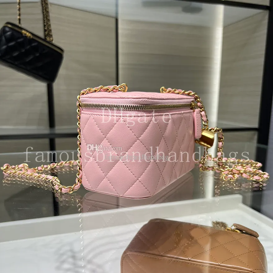 Designer Vanity Bag: Chic Calfskin Leather Makeup Bag With Designer Vanity Bag: Chic Calfskin Leather Makeup Bag With