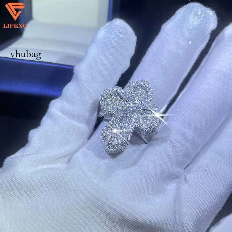 Lifeng Jewelry Classic Jesus Ice Hiphop Sterling Sier VVS Moissanite Cross Ring For Men Gift Can Pass Dia Test_voghion.com