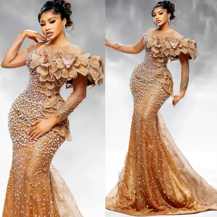 Gold Mermaid Prom Dresses Plus Size Evening Gowns... From Myohmydress,  $321.89 | DHgate.Com
