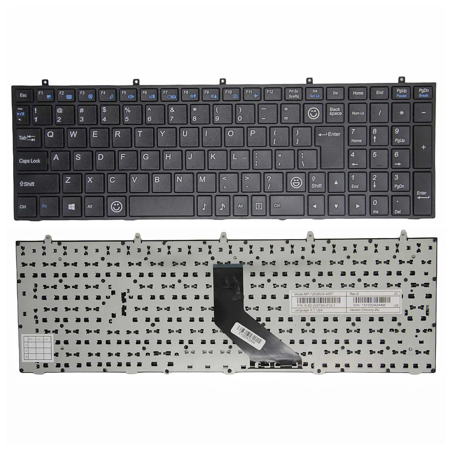 Clevo Keyboard Layout New US English Keyboard for Clevo W350 W670 W370ET W37S0 W670SC CW355ST ...