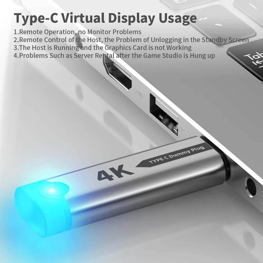 HDMI Dummy Plug – Headless Ghost Display Emulator (EDID Emulator, Silver) For Mining & Servers