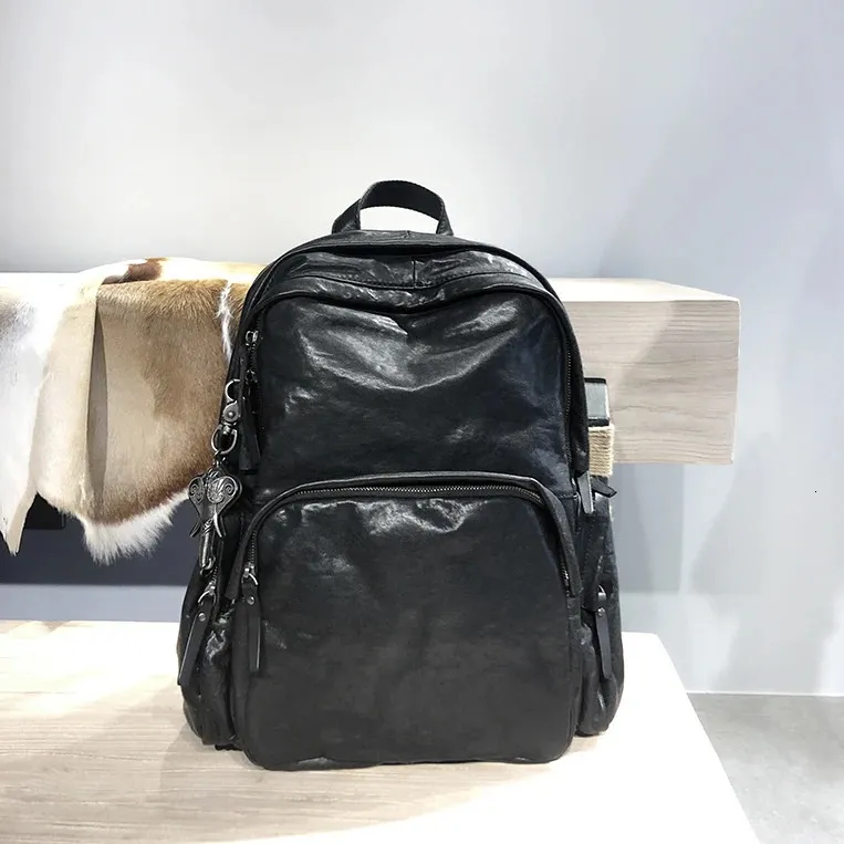 black leather computer backpack mens Briefcase · Fixed / With Strap / Yes Please no fatigue after a long time】The back of the professional designer backpack is made of breathable shock Leather Backpack For Men |