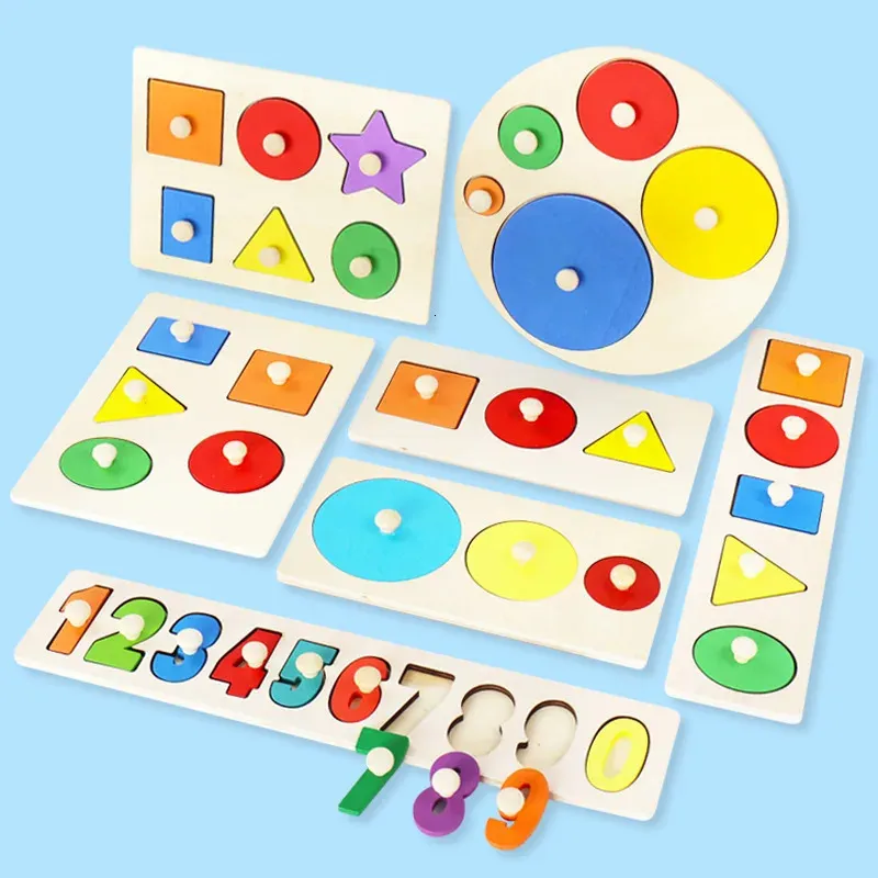 Lot De 4 Puzzles En Bois Montessori Pour Enfants – Thèmes Ferme, Prairie, Océan Et Dinosaures – Dès 1 An