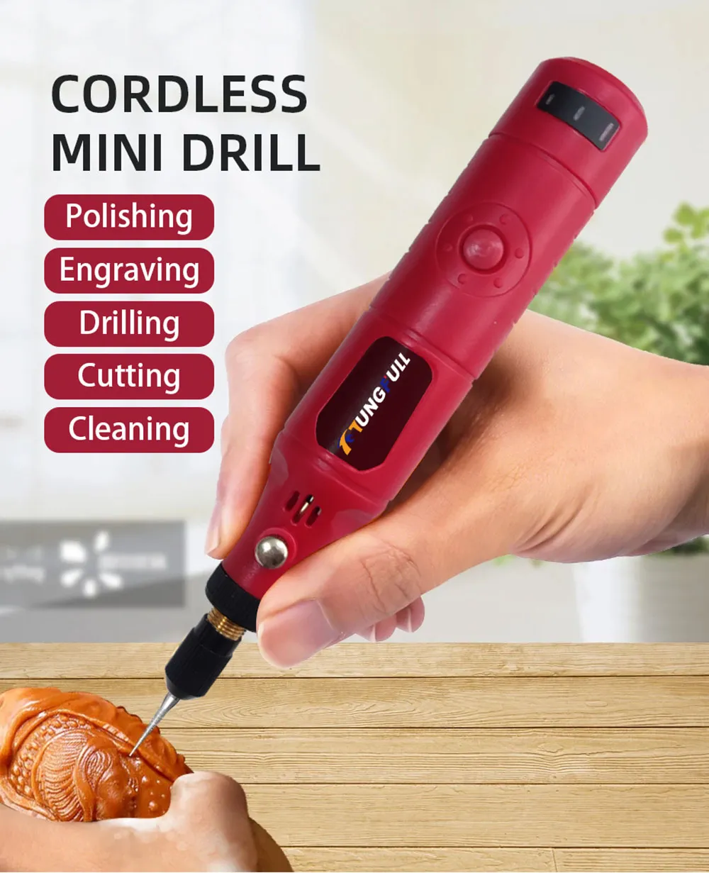 Mini Perceuse électrique Sans Fil Mucek – 3 Vitesses – Rechargeable – Avec Accessoires