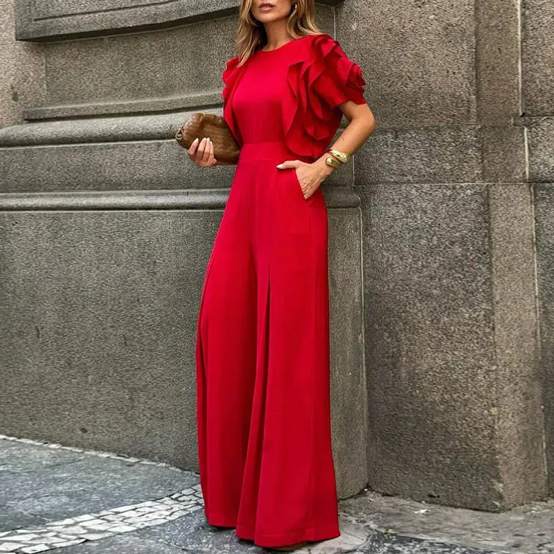 jumpsuit romper dress Aueoeo Beach Clothes for Women, Women's Summer Casual Sleeveless Jumpsuits Solid Color Wide Leg Shorts Halter Sexy Rompers with Pockets Womens Boho Fashion Therone Open Hi-Low Maxi Romper