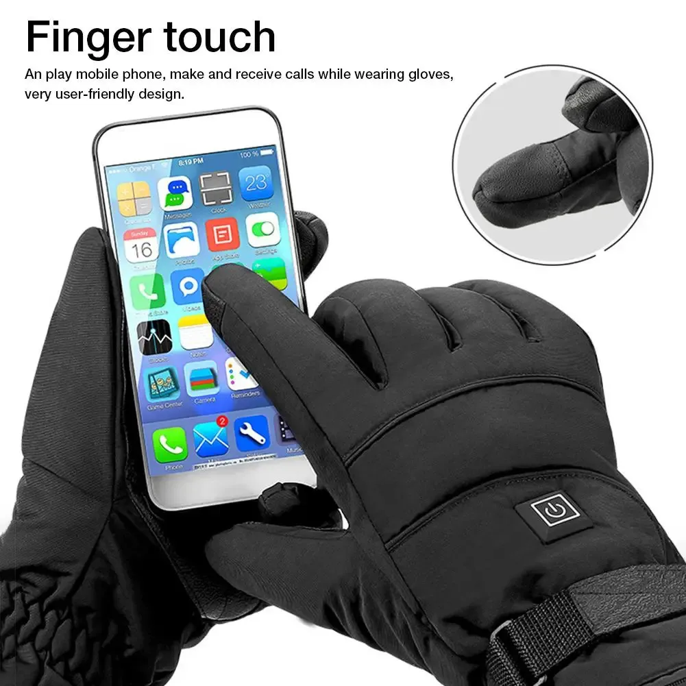 SNOW DEER Verwarmde handschoenen voor dames en heren, oplaadbare batterij, dunne binnenhandschoen, touchscreen, voor skiën, wandelen, skiën
